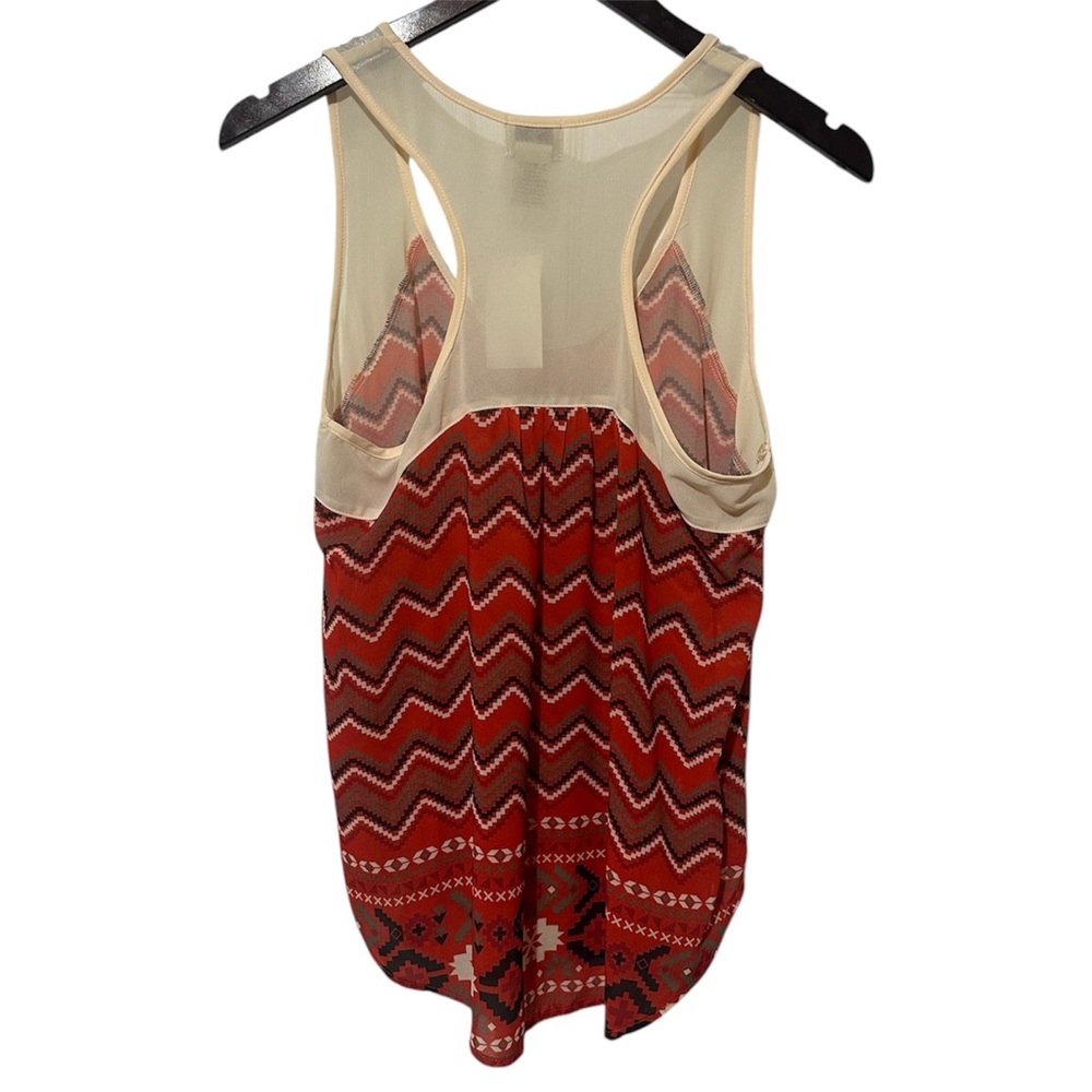 Eyelash Couture Women's Chevron Tank Top - Orange Size M Sleeveless - Picture 2 of 2